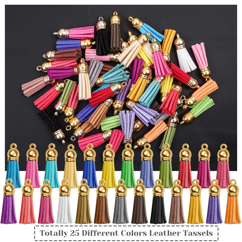 Anezus 100Pcs Craft Tassel Set - 50 Tassels, 25 Lobster Clasp Keychains, 25 Rings for Acrylic Keychains, Gold - Image 5